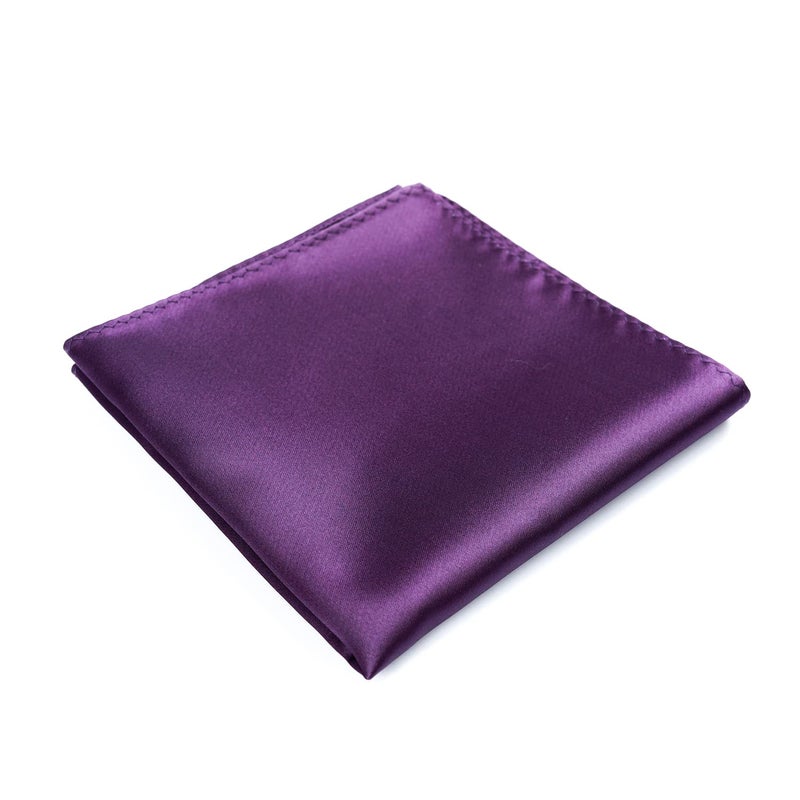 fortunatever Mens Solid Satin Pocket Square(Plum Purple) - Image 1